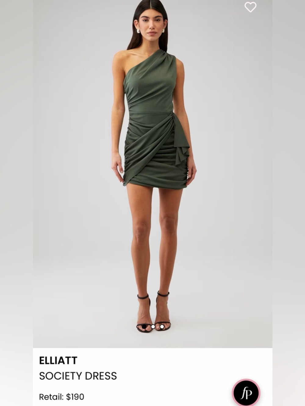 Elliatt Society Dress - Olive Green One-Shoulder Cocktail Dress